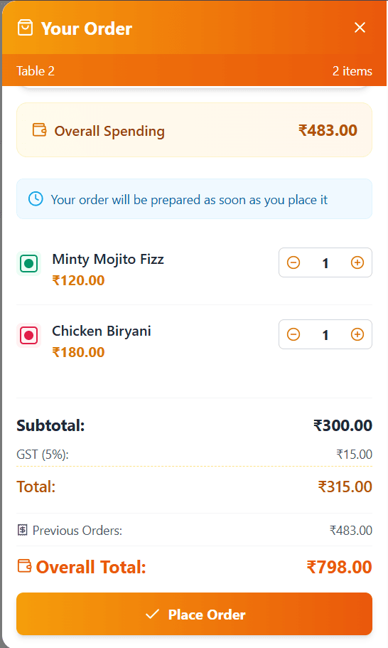 Restaurant Management System Screenshot 3